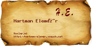 Hartman Elemér névjegykártya
