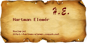 Hartman Elemér névjegykártya